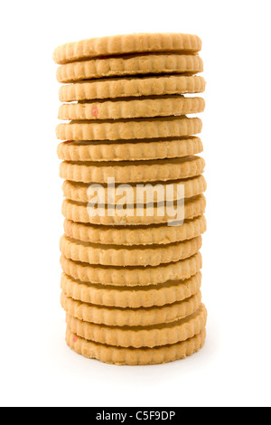 Torre di ripieni di marmellata biscotti isolato su bianco Foto Stock