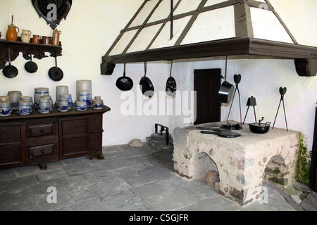 Vecchia cucina in un castello in Germania Foto Stock