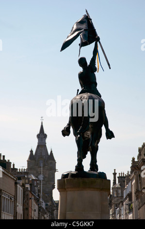 Statua equestre di Border Reiver Hawick High Street Scottish Borders Foto Stock