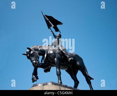 Statua equestre di Border Reiver Hawick High Street Scottish Borders Foto Stock