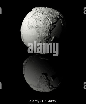 Modello realistico del pianeta terra su sfondo nero, africa, 3D render Foto Stock