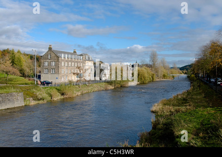 Fiume Teviot a Hawick Foto Stock