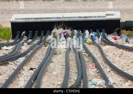 Bio metano essendo catturata da un sito di discarica in Alicante, Costa Blanca, Murcia, Spagna. Foto Stock