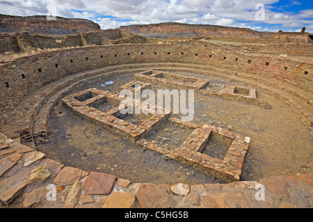 Grande Kiva, Pueblo Bonito, Chaco Culture National Historic Park, New Mexico, Chaco Culture National Historic Park, New Mexico Foto Stock