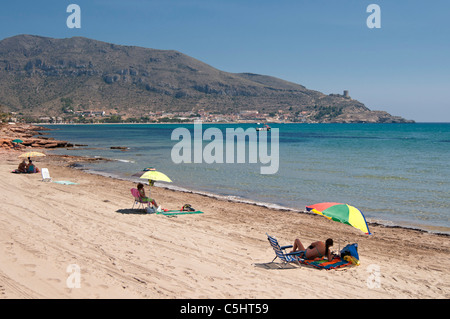 La spiaggia di La Azohia, Cartagena nella regione di Murcia, sud orientale della Spagna Foto Stock