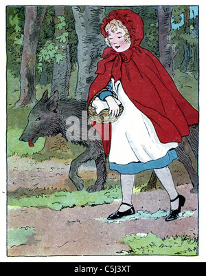 Little Red Riding Hood antiquario illustrazione del libro Foto Stock