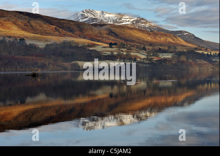 Loch Tay e snow-capped Beinn Ghlas, Lawers gamma, Killin, Scozia Foto Stock