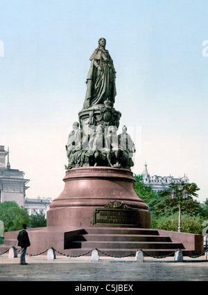 Un monumento di Caterina II il Grande, San Pietroburgo, Russia circa 1895 Foto Stock