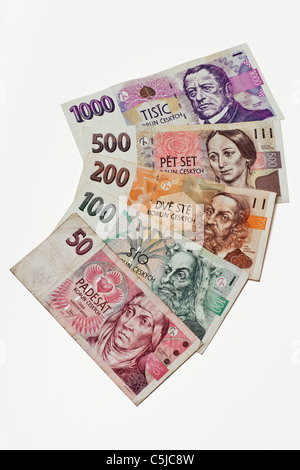 Detailansicht verschiedener Tschechische Kronen | Dettaglio foto di diverse Czech Koruna Foto Stock