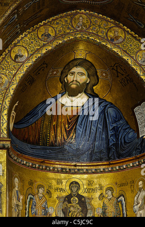 Mosaico nella Cattedrale di Monreale, sicilia, Italia Foto Stock