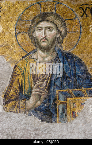 La Deesis mosaico con Cristo come righello, Museo Hagia Sophia, Istanbul, Turchia Foto Stock