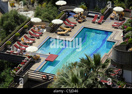 Hotel-Pool a Taormina, Sicilia, Italia Foto Stock