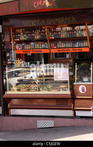 Un sandwich bar e creperia in Montmartre Parigi Foto Stock