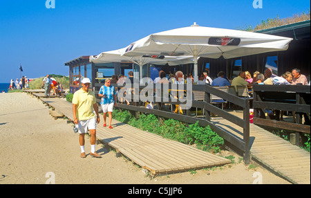 Ristorante sulla spiaggia Sansibar vicino a Rantum, isola di Sylt, Nord Friesland, Schleswig-Holstein, Germania settentrionale Foto Stock