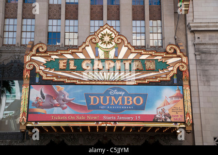 Historic El Capitan il teatro o il cinema di Hollywood e Los Angeles, California, Stati Uniti d'America Foto Stock