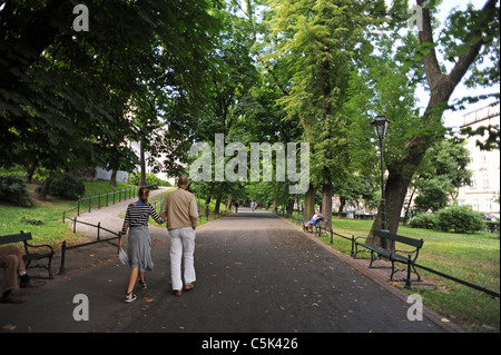 Cracovia è Planty giardino anello che circonda la città in luogo delle mura medievali Foto Stock