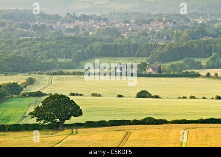 Guardando verso sud attraverso il Tyne Valley verso la città di Corbridge, Northumberland, Inghilterra Foto Stock