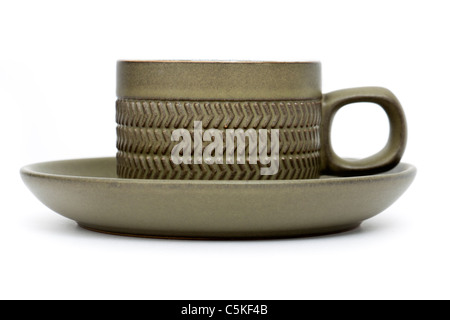 Denby retrò anni settanta verde oliva tazza e piattino Foto Stock