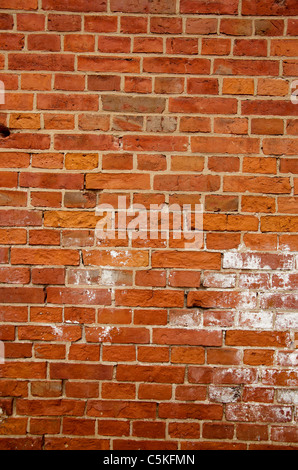 Frammento di vecchio quadrato rosso parete di mattoni. Foto Stock