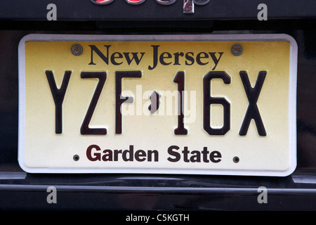 New Jersey Garden State veicolo piastra licenza di stato USA Foto Stock