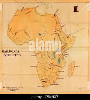 Ferrovia Mappa di Africa, circa 1908 Foto Stock