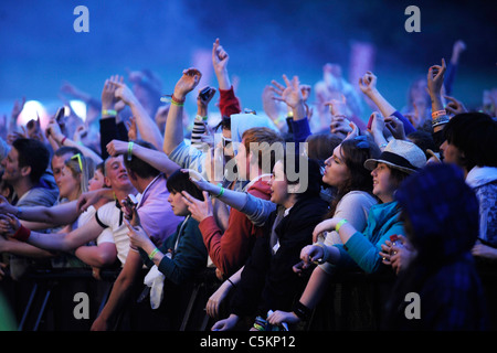 Gli appassionati di musica al festival di musica. Foto Stock