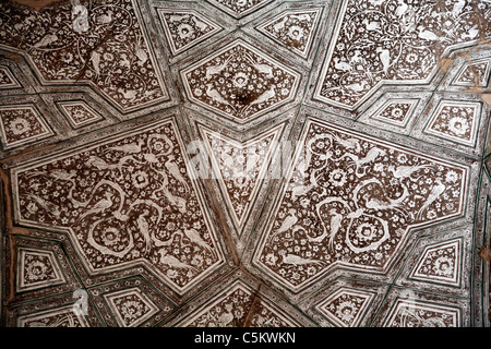 Pitture Murali in tecnica sgraffito (1560-1580), Nain, provincia di Isfahan, Iran Foto Stock
