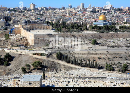 Vista del Monte del Tempio, Gerusalemme, Israele Foto Stock