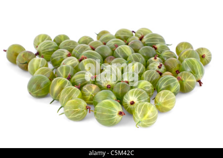 Un mucchio di uva spina isolata su sfondo bianco Foto Stock