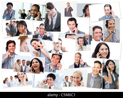 Collage di uomini di affari che parlando al telefono Foto Stock