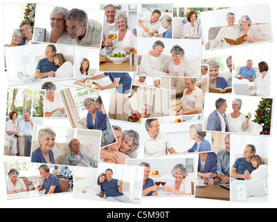 Collage di coppie senior di trascorrere del tempo insieme Foto Stock