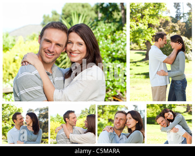 Collage di una coppia adorabile godendo un momento insieme Foto Stock