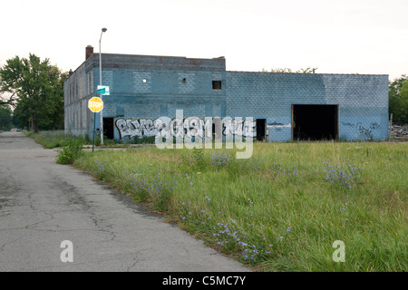 Vacante edificio commerciale Detroit Michigan STATI UNITI Foto Stock