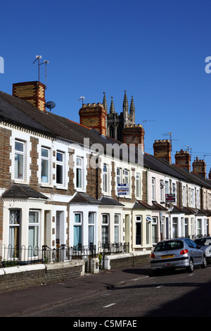 Tipico alloggiamento terrazzati, Roath, Cardiff, South Glamorgan, Wales, Regno Unito Foto Stock