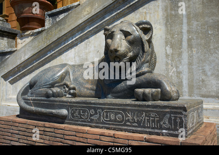 Leone egizio statua nel Cortile della Pigna Museo Vaticano Roma Italia Foto Stock