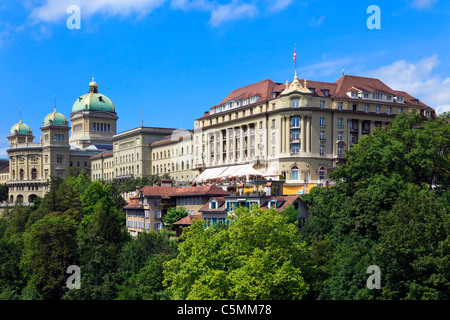 Berna, Svizzera. Parlamento svizzero edificio - Bundeshaus (Parlamento). Celebre architettura. Foto Stock