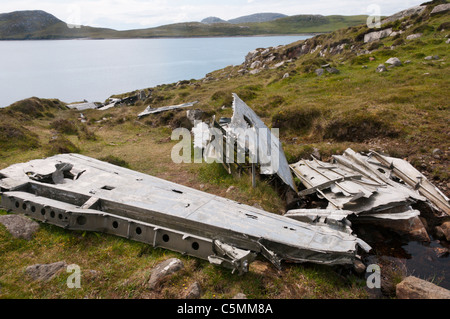 Il relitto di un Catalina Flying Boat che si è schiantato sul isola di Vatersay durante la seconda guerra mondiale nel 1944. Foto Stock