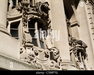 Ornano la facciata navale, New York Yacht Club, 37 West 44th Street, New York Foto Stock