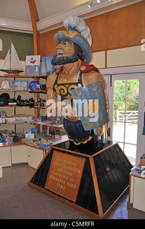 HMS Gladiator Polena, al Museo Marittimo Buckler difficile, Hampshire, Inghilterra, Regno Unito Foto Stock