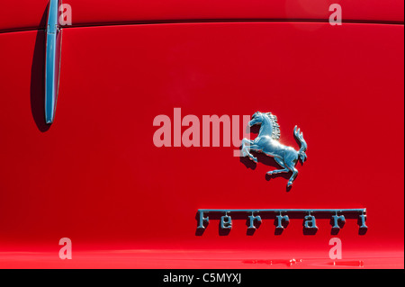 Ferrari badge nome e logo del cavallo Foto Stock