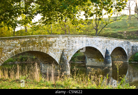 Burnside's Bridge è un punto di riferimento sulla Antietam National Battlefield vicino Sharpsburg, Maryland. Foto Stock