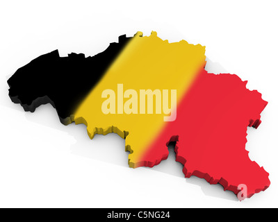 Mappa del Belgio con bandiera Regno del Belgio Foto Stock
