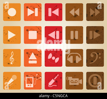 Vettore Collezione di diversi temi musicali icone. In stile retrò. Foto Stock
