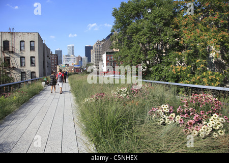 Highline Park, sezione 2 inaugurato nel giugno 2011, Manhattan, New York City, Stati Uniti d'America Foto Stock