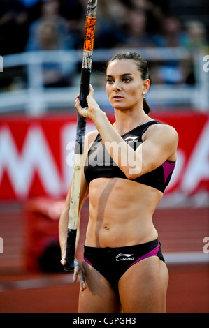 Stoccolma 2011 07 29 DN-galan Diamond League - Yelena Isinbayeva RUS conquista la pole vault Foto Stock