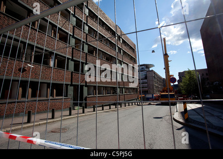 Distruzione in area politica di Oslo di terrore in cui le bombe fatte da Anders Behring Breivik edifici distrutti.Foto:Jeff Gilbert Foto Stock