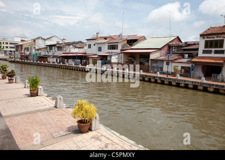 Melaka River Quays, Melaka, Malacca, Malaysia Foto Stock