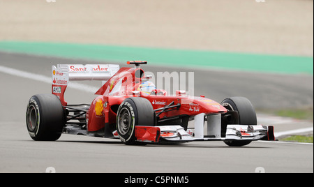 Fernando Alonso (ESP), Ferrari al tedesco di Formula One Grand Prix sul circuito Nürburgring racetrack in Germania Foto Stock