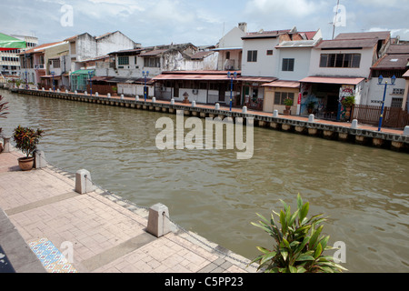 Melaka River Quays, Melaka, Malacca, Malaysia Foto Stock