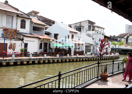 Melaka River Quays, Melaka, Malacca, Malaysia Foto Stock